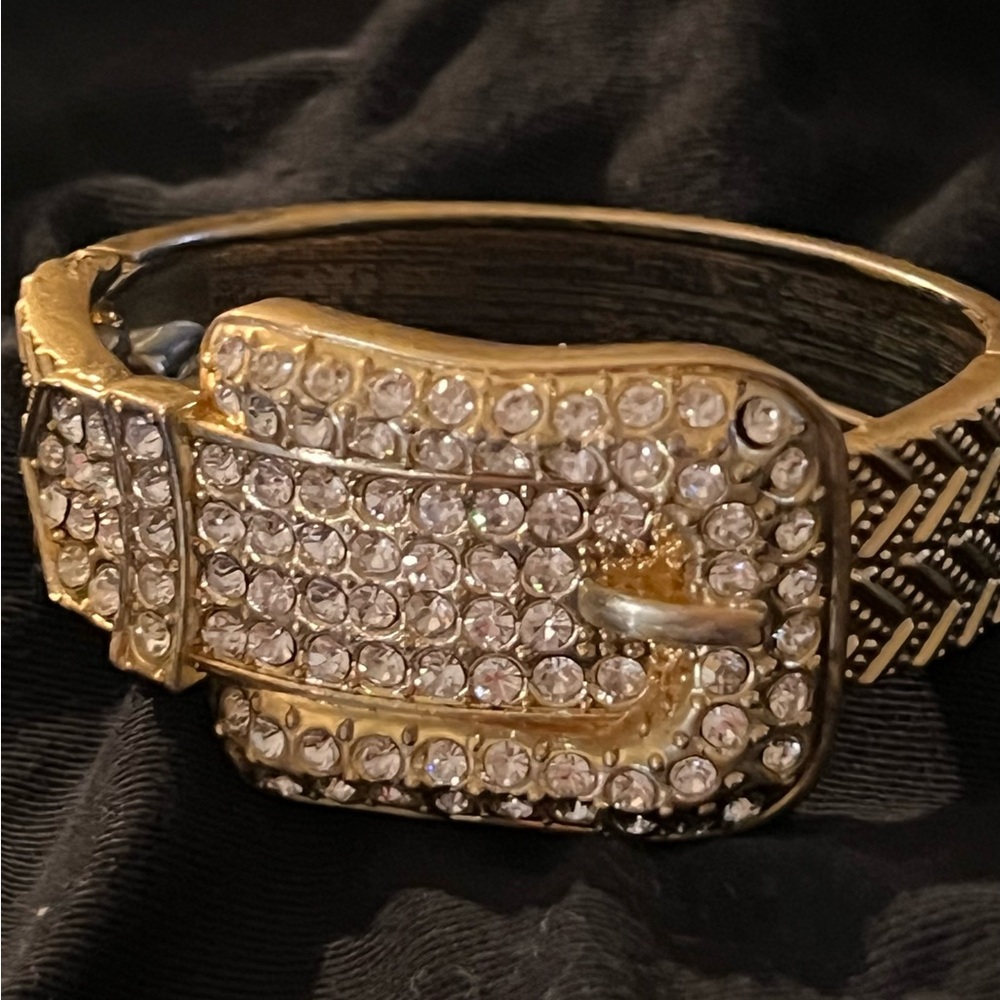 Gold and Silver Rhinestone Buckle Bracelet